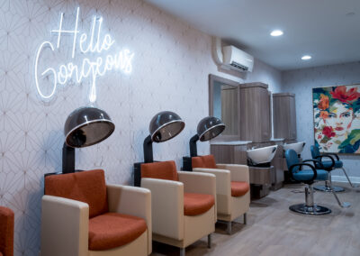 Hair dryer chairs in Prime Carolina Coast's on-site salon