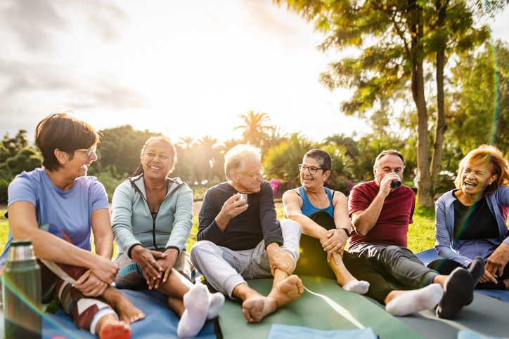 55+ community adults enjoying time with each other